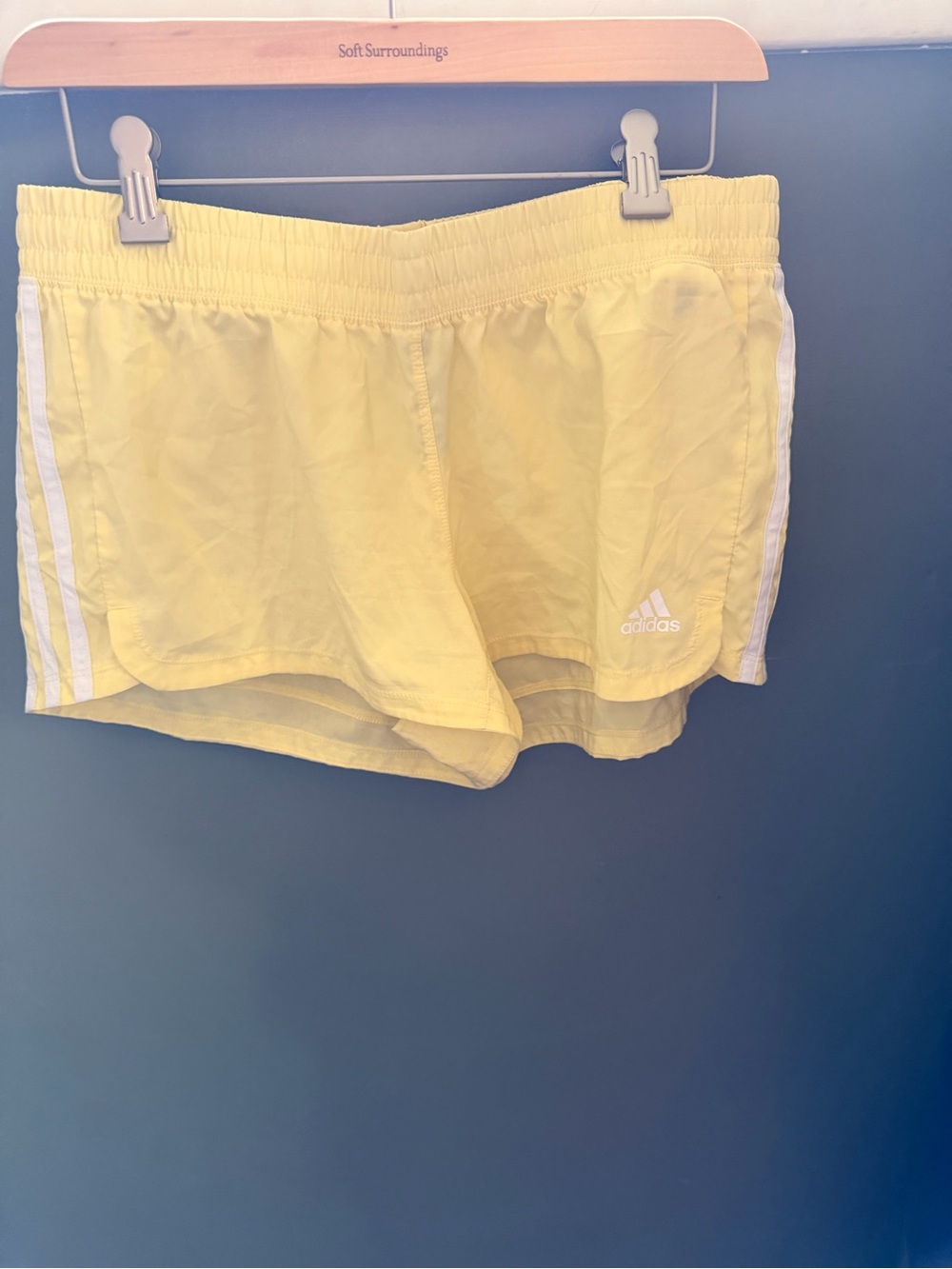 adidas Yellow Athletic Shorts with White Stripes